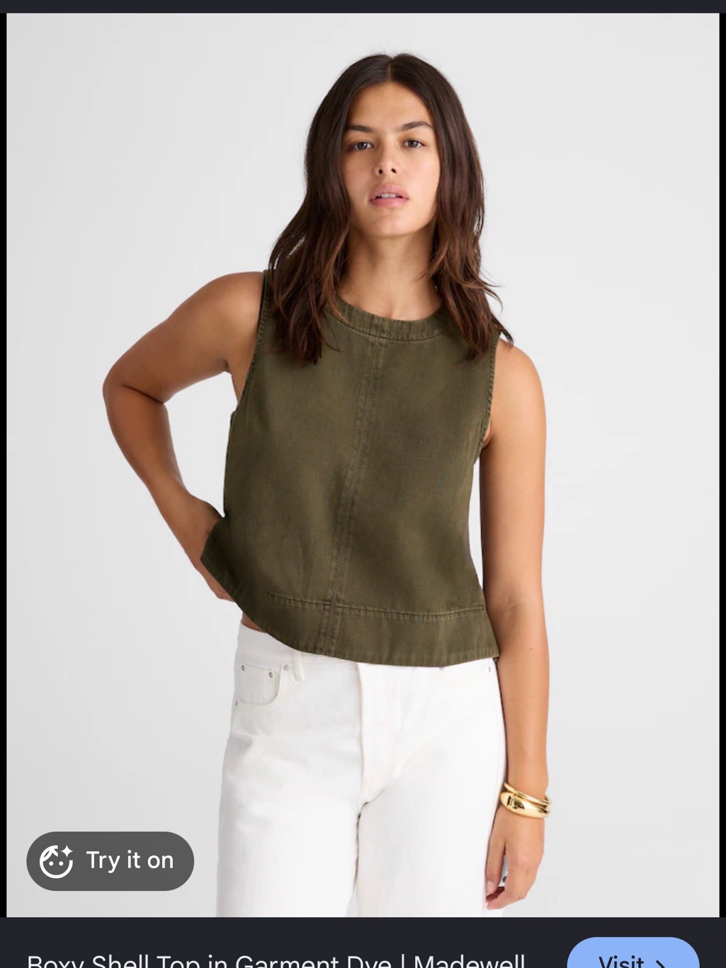 Madewell Nwt Boxy Olive Green Sleeveless Shell Top Size 2